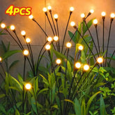 Outdoor Solar Firefly Lights, 4/8 Pack Waterproof Garden Stake Lights with Auto Dusk-to-Dawn Glow, 32/64 LED Bulbs for Yard, Patio, Pathway, Walkway & Landscape Decor