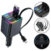 Ultimate Power Station for Phone, Pad & Laptop,Car Charger: Starry LED,1-Click Galaxy Projector,Star Projector Tangle-Free Retractable Cables & Super Fast Charge,PD20W,USB-A 65W,All 120W Max,Power Hub,