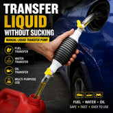 Manual Siphon Pump Kit with 1M Hose, Rubber Pump Bulb & 2 Hose Clamps, Liquid Transfer Pump for Fuel Water Oil, Car Boat Motorcycle