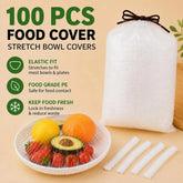 100PCS Disposable Elastic Food Covers, Single-Use Stretch Lids for Kitchen Bowls & Plates, Plastic Wrap Alternative for Food Storage