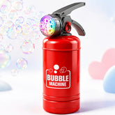 Automatic Bubble Machine Toy for Kids, Fire Extinguisher Style Bubble Blower with Colorful LED Lights, 6-Hole Bubble Maker with Bubble Solution for Outdoor Party Birthday Summer Play