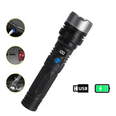 2-in-1 Strong Flashlight (Power Bank), Digital display ofpower, Rechargeable, Zoomable,, X4Waterproof,Adjustable Brightness Flash Light for Outdoor, Emergency,Camping Accessories, Black BackToSchool outdoorfun