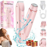 Women's Cordless 2-in-1 Electric Shaver & Trimmer - Dual-Head Titanium-Ceramic Blades, 10000RPM Motor, IPX7 Waterproof, Smooth Daily Facial & Bikini Hair Removal, Portable Gift Set with Handbag (Mother's Day Gift) Removable Steel, Beauty Products, Self Ca