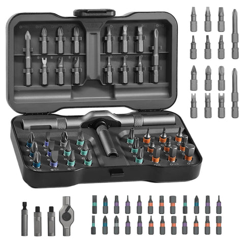 Summorefun 24 in 1 DlY Screwdriver Set,1 Set SwitchableScrewdriver Shape Magnetic Screwdriver Set,Compact and Portable Ratchet Screw0driver SetHome Repair Tool Box