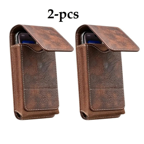Men's Waist Phone Pouch with Card Slot, Magnetic Lock & Metal Belt Clip, Casual Daily Belt Bag for Large Smartphones, Ideal Gift for Father, Grandpa, Husband, Boyfriend, Practical Present for Blue‑Collar Workers for Job Site & Outdoor Work