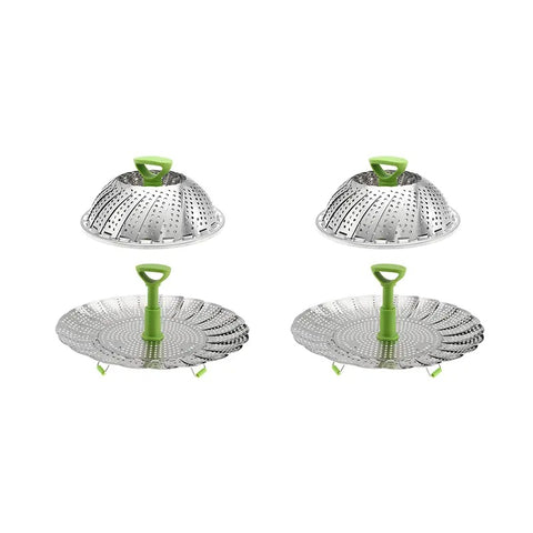 Vegetable Steamer Basket for Cooking Food, Stainless Steel Veggie Steam Basket for Pot, Folding Expandable Steaming Insert with Extendable Handle Fits Various Size Pot