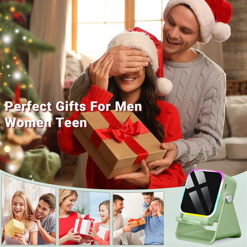 Wireless Induction Audio Speaker Stand, 5in1 Cellphone Holder, 3500mAh Rechargeable Emergency Power Bank,360° Adjustable Mobile Tablet Stand with Colorful Ambient Light Gifts for Men Women SummerWins