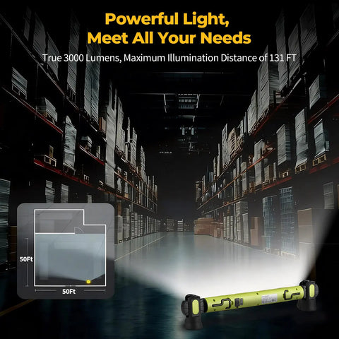 Under-Hood Inspection Light Bar — 3000-Lumen Magnetic LED Light Bar (with Hooks), 5200mAh Cordless Rechargeable Hood Light, Single Unit. Ideal for Auto Technicians, Vehicle Maintenance, and Garage Work.