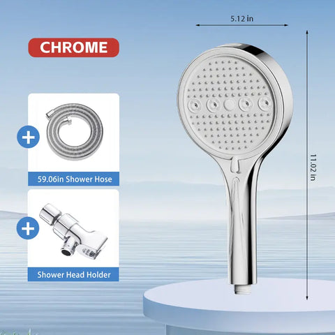 Powerful 6-Mode Handheld Shower Head High Pressure Water Spray with Rainfall Massage Pulse Spray Hybrid Bubble Patterns Premium ABS Material Wall Mount Showerhead Modern Bathroom Upgrade Ideal Summer Shower Accessory Perfect Holiday Gift