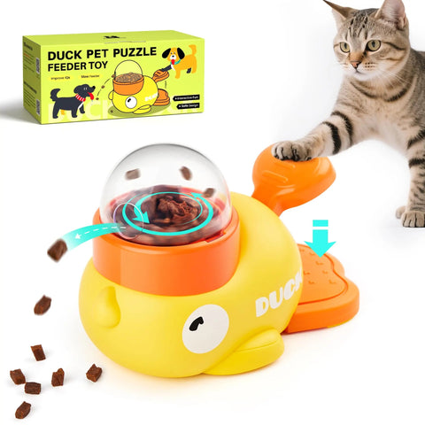 Interactive Cat Puzzle Treat Dispenser Toy, Duck-Shaped Food Slow Feeder for Cats and Small Dogs Enrichment, IQ Training and Exercise 8.6 Inches #SummerVibes #petlovers