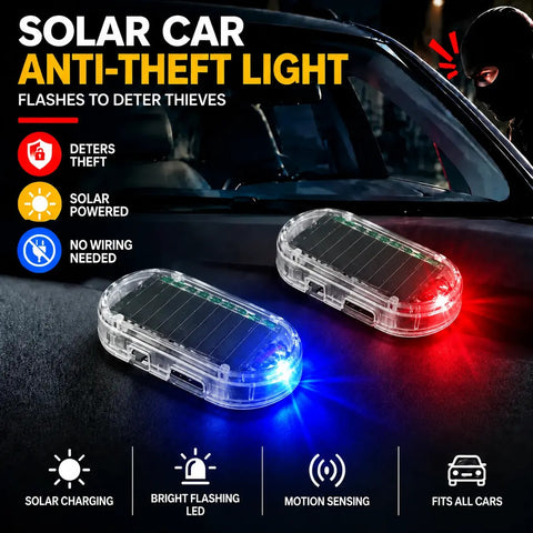 Solar Powered Fake Car Alarm Light, Plastic Material Auto Light Sensor LED Simulated Security Warning Flashing Light, No Wiring DIY Car Anti-Theft Dummy Alarm Lamp