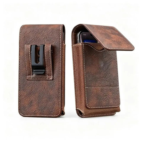 Men's Waist Phone Pouch with Card Slot, Magnetic Lock & Metal Belt Clip, Casual Daily Belt Bag for Large Smartphones, Ideal Gift for Father, Grandpa, Husband, Boyfriend, Practical Present for Blue‑Collar Workers for Job Site & Outdoor Work