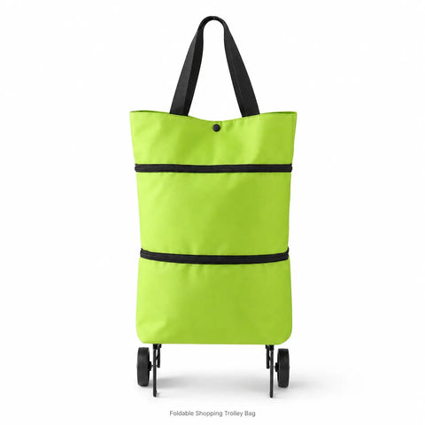 Foldable Shopping Trolley Bag with Wheels, Portable Reusable Grocery Tote, Lightweight Rolling Shopping Cart Bag with Carry Handles for Supermarket, Travel, Laundry and Daily Use