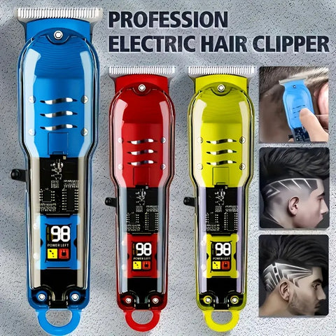 Professional Hair Clipper, Lightweight & Cordless Haircutting Kit for Men with LED Screen, USB Fastcharging and 4 Guide Combs, Smooth, Barber Equipment, Stainless Steel, Led Display, Youth, Barber Clippers, Multifunctional Hair Clipper