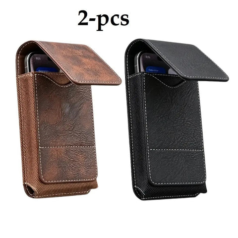 Men's Waist Phone Pouch with Card Slot, Magnetic Lock & Metal Belt Clip, Casual Daily Belt Bag for Large Smartphones, Ideal Gift for Father, Grandpa, Husband, Boyfriend, Practical Present for Blue‑Collar Workers for Job Site & Outdoor Work