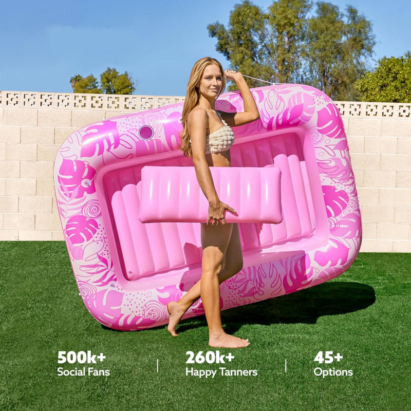 Inflatable Sunbathing Float — With Cup Holder | Sunbathing Lounger, Floating Raft, Deck Chair, Kids' Inflatable Pool
