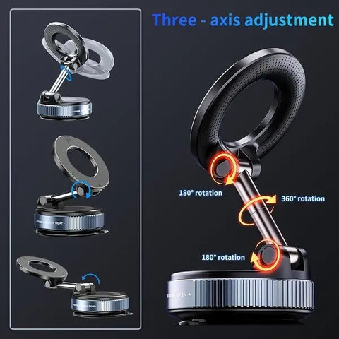 Summorefun 2.0 Foldable Magnetic Car Phone Holder - 20 N52 Magnets, Vacuum Suction Cup with Heat-Resistant Nano-Adhesive Base, Auto Accessories, Car Stuff, Phone Accessories for MagSafe Devices