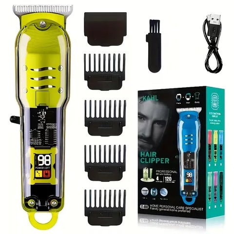 Professional Hair Clipper, Lightweight & Cordless Haircutting Kit for Men with LED Screen, USB Fastcharging and 4 Guide Combs, Smooth, Barber Equipment, Stainless Steel, Led Display, Youth, Barber Clippers, Multifunctional Hair Clipper
