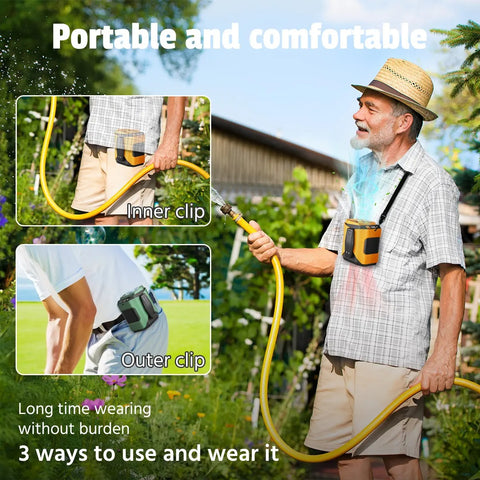 Personal Portable Waist Clip Fan,Rechargeable 5000mAh Battery Power bank,10Speeds Strong Airflow,LED Light,up to 8H of Working Time,Hands-Free Hanging Neck Fan,Wearable Belt Fan for Camping,Outdoor,Jobsite,Farms,Fishing #SummerWins #DealsForYouDays