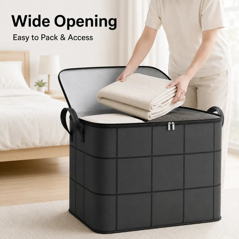 Spacious Moving Storage Bin, Zippered Organizer for Quilts, Bedding & Sweaters, Large Capacity Fabric Bag for Moving Day, Closet & Bedroom Use