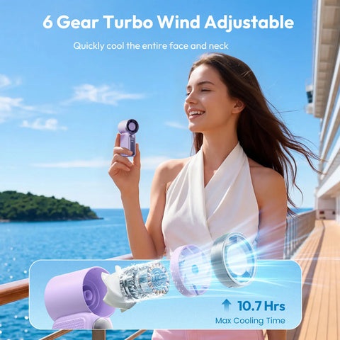 [15H Long Battery Life | 1-100 Speed Turbo] GAIATOP HF-18 Super Mini Handheld Fan, Portable Pocket Fan with Digital Display for Eyelash & Makeup Drying, Hot Flashes, USB Rechargeable Travel Accessory, Gift