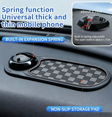 Universal Anti-Slip Car Dashboard Mat with 360°Rotating Phone Holder - Multi-FunctionalOrganizer Pad for Phones, Sunglasses, Keys, andDaily Essentials 2 CarPlay Screen Slot MountInterior Accessories