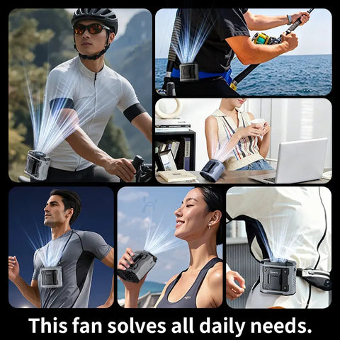 USB Rechargeable Handheld Portable Fan, 199-Speed Adjustable, with Waist Clip, Flashlight & PowerDisplay, Personal Fan for Outdoor, Camping, Jobsite, Travel &Indoor Use