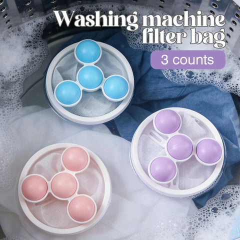 3 Counts Washing Machine Filter Bag, Reusable Floating Hair Filter for Laundry Washer Cotton