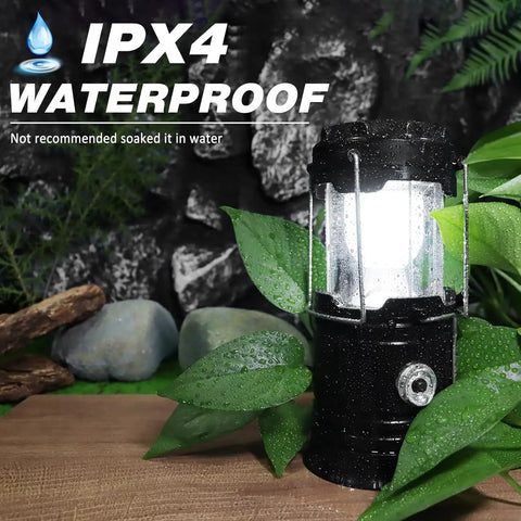 Solar Camping Lantern 4-Pack - Rechargeable LED Lights, Magnetic Base & Foldable Hanging Hook- Collapsible Lamp Battery Powered Perfect for Power Outages, Hiking, Emergencies Adjustable Flashlight Adjustable Tactical Flashlight gifts gift set-SummerVibes