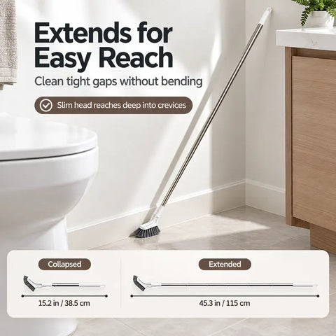 Adjustable Length Stainless Steel Telescopic Long Handle Crevice Cleaning Brush, Narrow Gap Cleaner for Bathroom, Hard-to-Reach Spaces