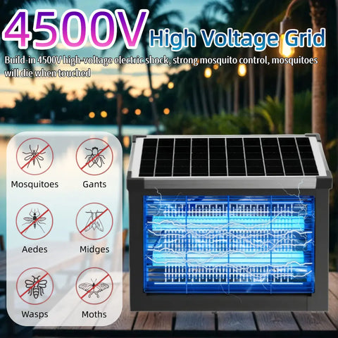 Outdoor Solar Mosquito Killer Lamp — Waterproof Mosquito & Fly Trap (Built-in 4000mAh Battery); a Solar Insect Catcher featuring Dual Modes and Three Placement Options, suitable for Courtyards, Patios, Gardens, and Camping.