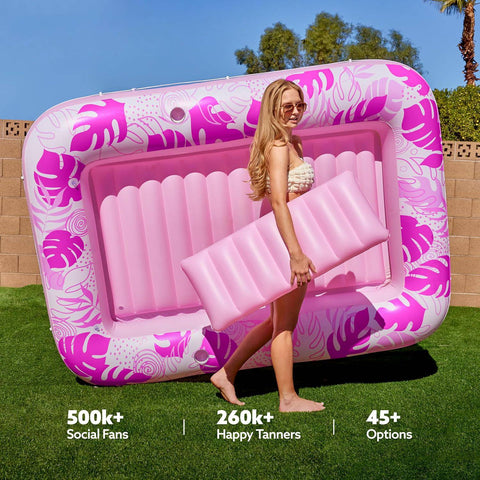 Inflatable Sunbathing Float — With Cup Holder | Sunbathing Lounger, Floating Raft, Deck Chair, Kids' Inflatable Pool