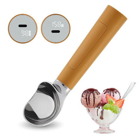 Electric Ice Cream Scoop | Rechargeable 2-oz Stainless Steel Scoop with LED Display | Waterproof Design — Easily Scoops Hard Ice Cream