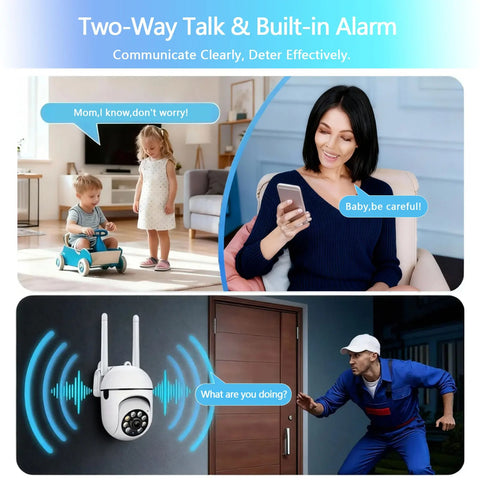 Smart Home Security Camera (Smart Home Gadgets), 360° Rotatable, 1080p Full HD, Full-Color Night Vision, Motion Sensor, 2-Way Audio, Wi-Fi-Bluetooth, Easy Install, Baby Monitor, Remote View, TF Card-Cloud Storage, Housewarming Gift