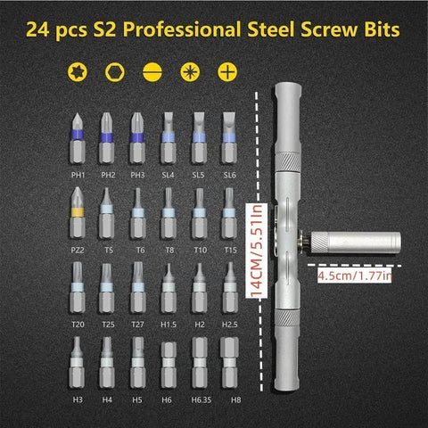 Summorefun 24 in 1 DlY Screwdriver Set,1 Set SwitchableScrewdriver Shape Magnetic Screwdriver Set,Compact and Portable Ratchet Screw0driver SetHome Repair Tool Box