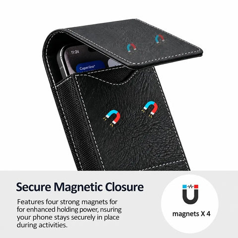 Men's Waist Phone Pouch with Card Slot, Magnetic Lock & Metal Belt Clip, Casual Daily Belt Bag for Large Smartphones, Ideal Gift for Father, Grandpa, Husband, Boyfriend, Practical Present for Blue‑Collar Workers for Job Site & Outdoor Work