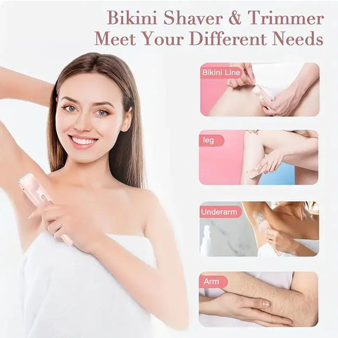 Women's Cordless 2-in-1 Electric Shaver & Trimmer - Dual-Head Titanium-Ceramic Blades, 10000RPM Motor, IPX7 Waterproof, Smooth Daily Facial & Bikini Hair Removal, Portable Gift Set with Handbag (Mother's Day Gift) Removable Steel, Beauty Products, Self Ca
