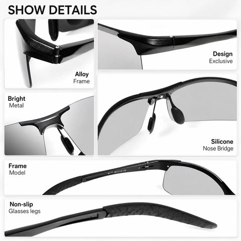 Unisex, stylish polarized sunglasses featuring UV400 and blue-light blocking capabilities; suitable for photography, hiking, beach outings, and outdoor activities.