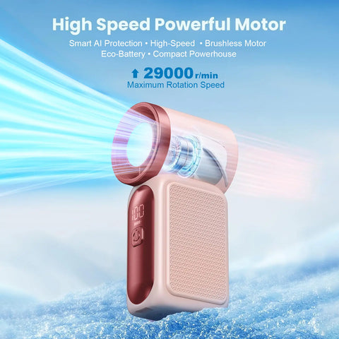 Mini Handheld Fan with LED Display – 6-Speed Turbo Pocket size Fan for Women. USB Rechargeable, High-Speed Cooling for Travel & Makeup. Perfect  Gift.  Portable Refrigeration