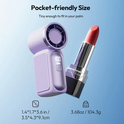 [15H Long Battery Life | 1-100 Speed Turbo] GAIATOP HF-18 Super Mini Handheld Fan, Portable Pocket Fan with Digital Display for Eyelash & Makeup Drying, Hot Flashes, USB Rechargeable Travel Accessory, Gift
