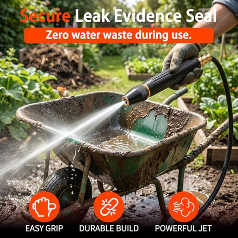 Home high-pressure car wash water gun with booster nozzle and hose, portable handheld water sprayer, a must-have for watering plants and vegetables, car washing, garden cleaning, pet bathing and outdoor rinsing.