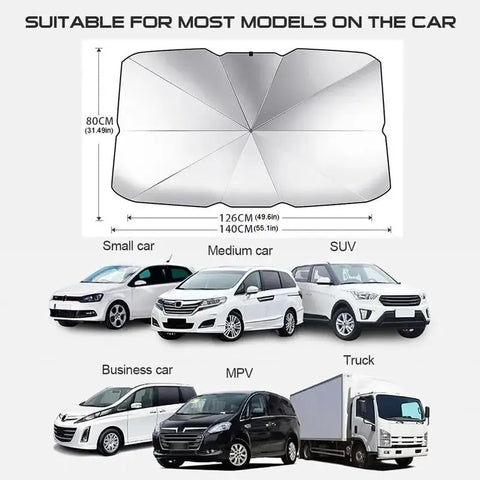 Car Front Windshield Sunshade, Multipurpose Car Glass Sun Shade, UV Blocker & Heat Reducer Car Sun Cover, Universal Easy-Fold Front Anti-UV Windshield Sunshade, Car Accessories