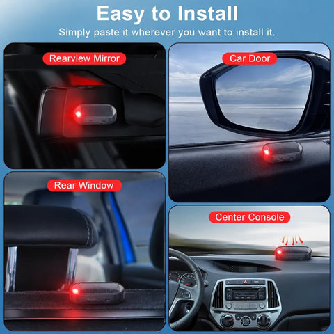 Solar Powered Fake Car Alarm Light, Plastic Material Auto Light Sensor LED Simulated Security Warning Flashing Light, No Wiring DIY Car Anti-Theft Dummy Alarm Lamp