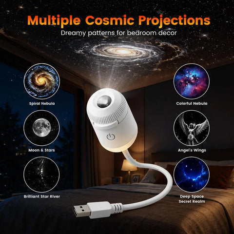 USB Star Sky Projector Lamp, Mini Galaxy Night Light for Bedroom, Romantic Room Decor, Kids Room, Dorm Room & Indoor Space