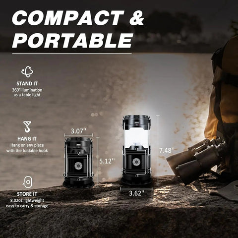 Solar Camping Lantern 4-Pack - Rechargeable LED Lights, Magnetic Base & Foldable Hanging Hook- Collapsible Lamp Battery Powered Perfect for Power Outages, Hiking, Emergencies Adjustable Flashlight Adjustable Tactical Flashlight gifts gift set-SummerVibes