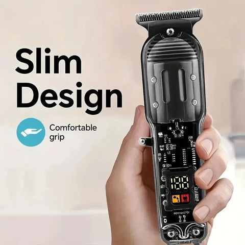 Professional Hair Clipper, Lightweight & Cordless Haircutting Kit for Men with LED Screen, USB Fastcharging and 4 Guide Combs, Smooth, Barber Equipment, Stainless Steel, Led Display, Youth, Barber Clippers, Multifunctional Hair Clipper