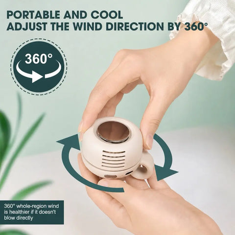 Portable, Silent Mini Bladeless Fan — 3-Speed Adjustable Waist Fan, Phone Cooling Fan, Personal Wearable Fan, Rotatable Body Fan