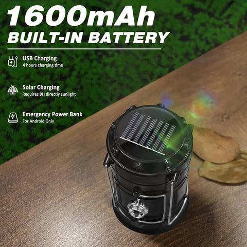 Solar Camping Lantern 4-Pack - Rechargeable LED Lights, Magnetic Base & Foldable Hanging Hook- Collapsible Lamp Battery Powered Perfect for Power Outages, Hiking, Emergencies Adjustable Flashlight Adjustable Tactical Flashlight gifts gift set-SummerVibes