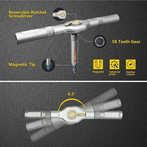 Summorefun 24 in 1 DlY Screwdriver Set,1 Set SwitchableScrewdriver Shape Magnetic Screwdriver Set,Compact and Portable Ratchet Screw0driver SetHome Repair Tool Box