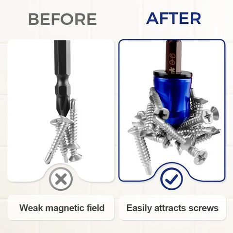 Powerful Magnetic Screw Ring: 1/4-Inch (6.35mm) Universal Magnetic Screw Holder—A Removable Magnetic Bit Holder Compatible with Hex Screwdrivers and Power Screwdriver Bits; An Ideal Gift for Thanksgiving, Christmas, New Year, and Father's Day.